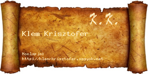 Klem Krisztofer névjegykártya